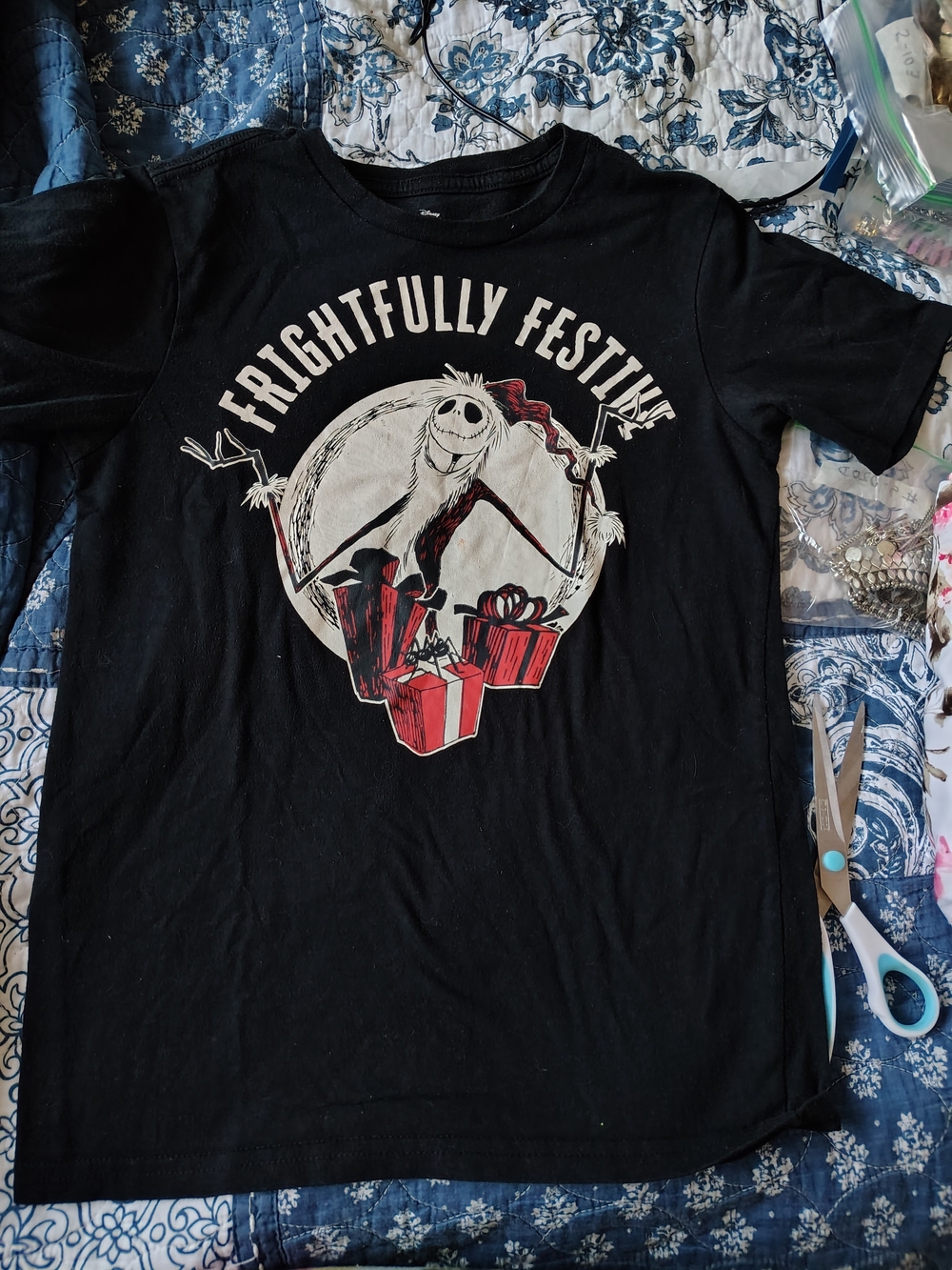 Nightmare Before Christmas "Frightfully Festive" Black Graphic Tee YL